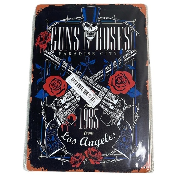Vintage Vibe NWT Guns N' Roses Tin Metal Sign Paradise City 1985 Los Angeles - Picture 1 of 6